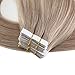 Moresoo 18 Inch Remy Human Hair Extensions Tape in Hair Ash Blonde Color #18 Seamless Skin Weft Invisible Adhesive Hair Extensions 40pcs/100g