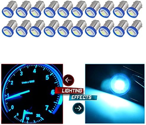 ECCPP 20Pcs BA9S 1815 57 LED Bulbs Ice Blue 5050 SMD Instrument Panel Dash Gauge Speedometer Light Bulb
