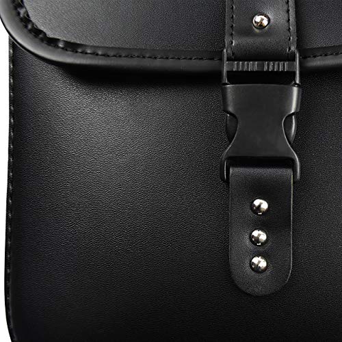 Rebacker Motorcycle Saddle Bag Universal for Harley for Honda for Yamaha Cruiser PU Leather Tool Bag Panniers,Black - Thumbnail 5