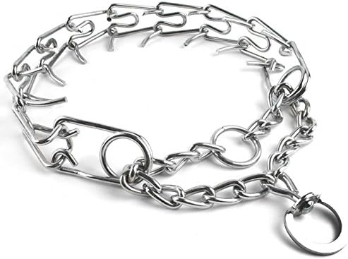 HENGCHENG Collar And Leads Metal Dog Training Chain Collar Prong Pet Collars,White,45Cm
