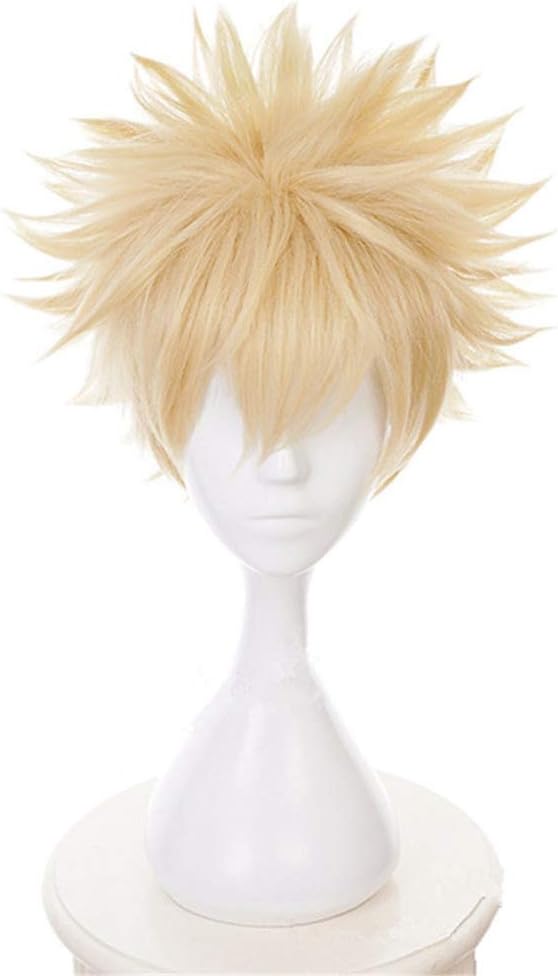 PORTOWN Anime Cosplay Wig for My Hero Academia Synthetic Hair Wigs with Wig Cap Halloween Costume Hero Wig(Katsuki Bakugou)