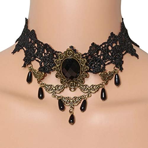 Black lace choker and bracelet set, gothic style, adjustable, priced at $5.99.