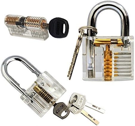 YuliTech Locks, Transparent Cutaway Crystal Pin Tumbler Keyed Padlock, Cylinder Lock and Blade Lock.