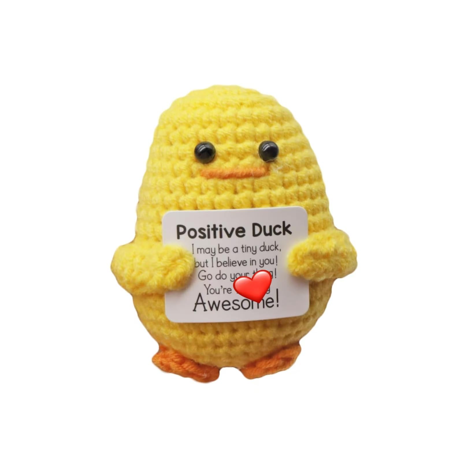 VilaGi Emotional Support Duck,Funny Positive Duck Gifts Knitted Crochet Doll with Positive Card for Women Men, Emotional Support Gift,Good Luck Gifts for Her Him Friend Colleague Teacher