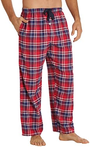 Sleepwear Mens Flannel Pajama Pants, Long 100% Cotton Pj Bottoms