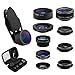 Camera Lens Kit for iPhone Lens - Cell Phone Camera Clip Lens Attachment Kit for iPhone Samsung Android Smartphones (9 in 1)