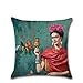 Joyi 4 Pack Frida Kahlo Self-portrait Cotton Linen Throw Pillow Case Car Cushion Cover 18