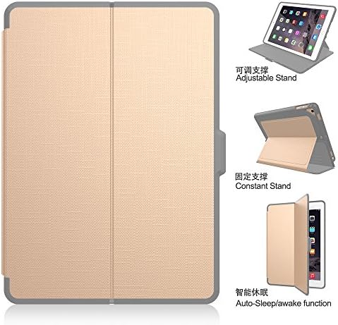 TIMISAM New iPad 9.7 Inch 2017 / iPad pro 9.7/iPad Air 2 / iPad Air Case , Stand Folio Hybird Shockproof with Auto Wake/Sleep Smart Cover for Apple iPad 9.7 2017,iPad pro 9.7,iPad Air 1 2,Gold