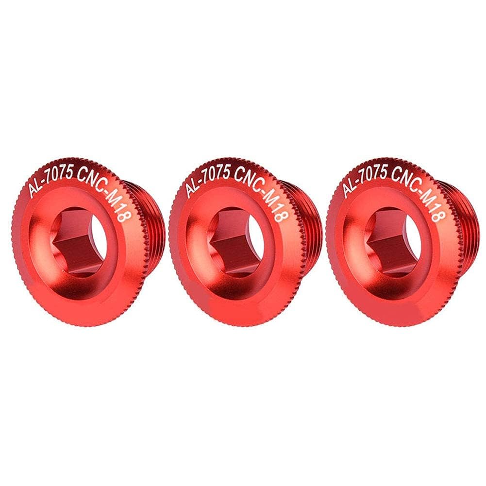Alomejor 3Pcs 18mm Bike Crank Aluminum Alloy Bicycle Shaft Axis Screw Nut Cycling Crank Set Track Wheel Nuts(red)