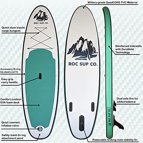 Roc Inflatable Stand Up Paddle Boards with Kayak Seat and Premium SUP