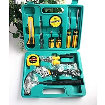 iSTORE 12 in 1 Household Repair Hand Tool Kit with Plastic Toolbox Storage Case, Home Repair Set Tools (Multicolour)