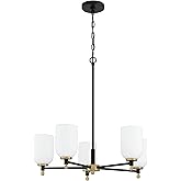 Craftmade 60325-FBSB Council Chandelier, (5) E26 Sockets, Flat Black/Satin Brass (Bulbs NOT Included)