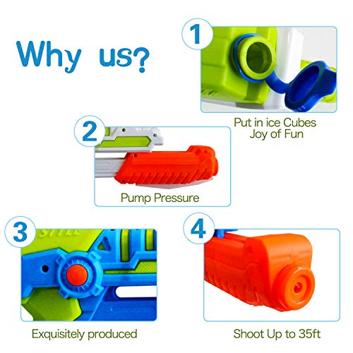 ToyerBee Water Guns for Kids, 2 Pack Squirt Guns Water Toys -Shoots Up to 35 Ft -for 4.5.6.7 Year Old Kids& Boys& Girls& Adults, Pools Party& Water Fight
