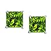 FANTOM 925 Sterling Silver Princess Cut Simulated Peridot Pendant and Earring Combo Gift Set 1 Ct Each Stone 2 Ctw Earring