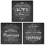3 Chalkboard Inspirational Christian Art Prints Treasure Promises Love Quotes 12x12