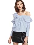 SheIn Women's Cute Asymmetric Cold Shoulder Blouse Top