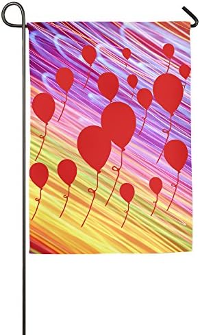 Many Red Baloons Fluttering Spring Yard Garden Flags All-Weather Polyester 12 X 18 Prime Decorative