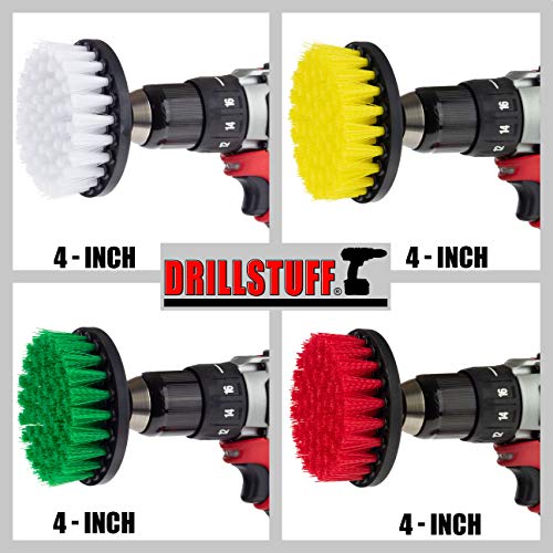 Drill Brush Attachment Power Scrubber Brush Set 4in 4 Piece Soft