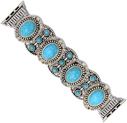Apple Watch Band 38mm, KINGLOO Antique Turquoise iWatch Replacement Wristband Bracelet Strap with Stainless Metal Clasp for Apple Watch Series 3 Series 2 Series 1 All Version (38mm)