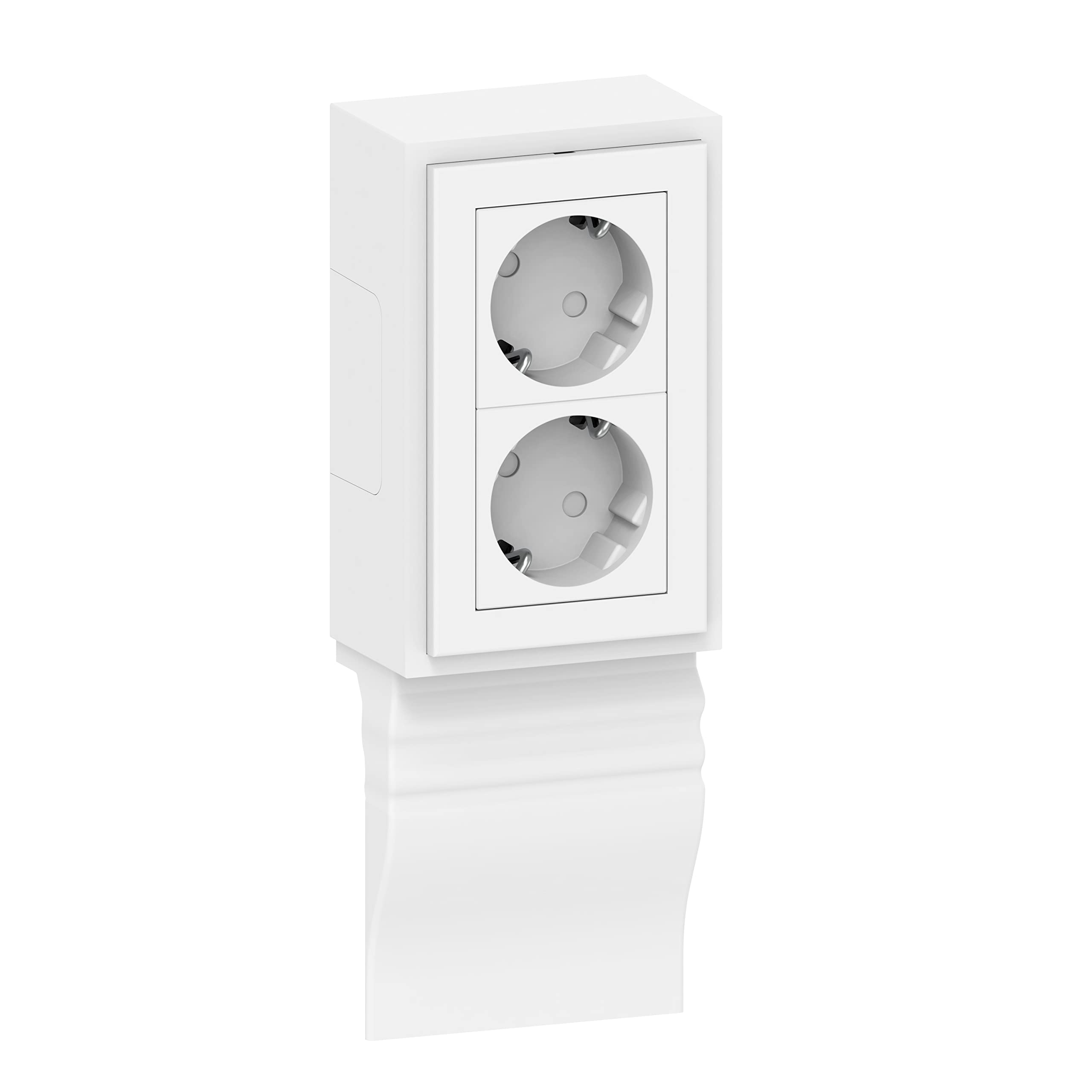 Habengut | Double Vertical Socket Unit for Skirting Board Berlin Profile, White — image 1