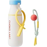 CHAKO LAB Insulated Stainless Steel Water Bottle with Two Strap | BPA-Free Leak Proof | 17oz Bottle with Spout Lid & Straw | Milk Pudding