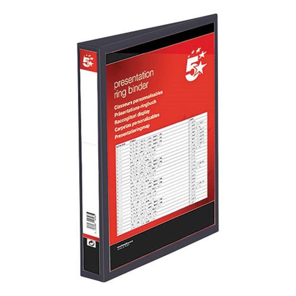 5 Star Presentation Ring Binder PVC 4 D-Ring 25mm Size A4 Black [Pack 10]