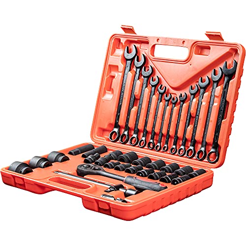 WMC TOOLS Steckschlüsselsatz Werkzeug Set 37 teilig Werkzeugkoffer mit Ratsche Nuss Schraubenschlüssel Tools Koffer…