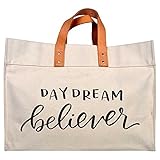 Canvas Beach & Pool Tote - Resort Style Bag (Natural- Daydream Believer)
