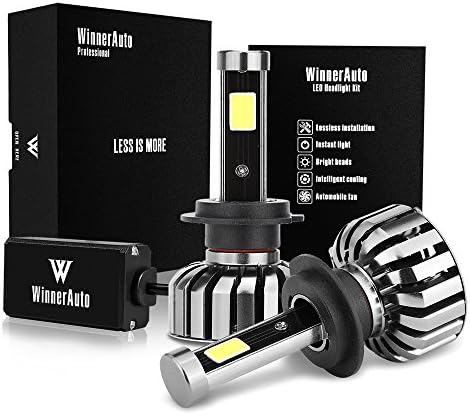 WinnerAuto LED Headlight Bulbs H7 COB Clips Conversion Kit, 72W 7,200LM 6K Cool White, Slim Size, Perfect Beam, 2 Yr Warranty