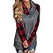 GONKOMA Women Plaid Blouse Long Sleeve Casual Sweatshirt Pullover Patchwork Tops Blouse Shirt