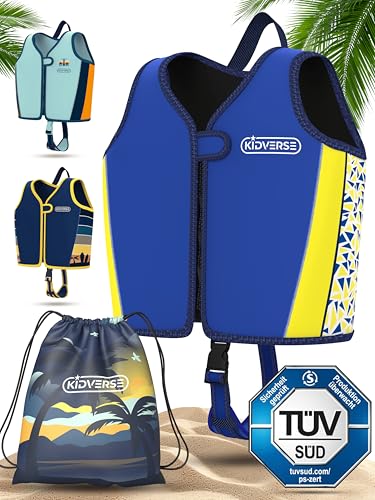 KIDVERSE Schwimmweste Kinder 3-6 Jahre - TÜV geprüfte Schwimmhilfe mit Bauchumfang bis 66cm - Schwimmhilfe Kinder 3-6 Jahre - Kinderschwimmweste zum Schwimmen L
