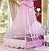 Raxsun Baby Crib Canopy Netting Luxury Princess Bed Net Round Hoop Netting Mosquito Net Bedroom Decor (Pink)