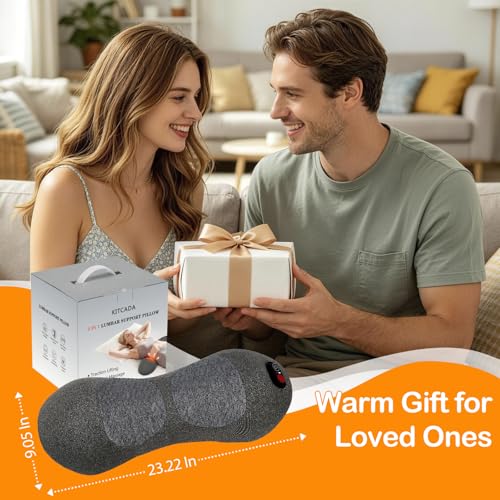 Smooth Spine Triple Fusion Back Massager with Heat - Sciatica Pain Relief & Spine Decompression Device, Deep Tissue Massager for Lower Back Pain, Office Chair and Home Use for Chronic Sufferers