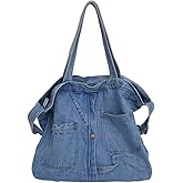 Yohora Shoulder Bag for Women Denim Crossbody Hobo Bag Casual Lightweight Handbag for Work Travel