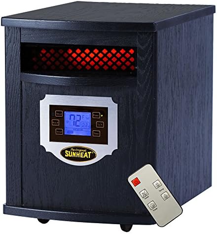 Sunheat International SH-1500LCD Electric Portable Infrared Heater with Remote Control and LCD Display, 1500-watt, Black
