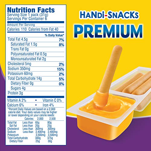 Handi Snacks Premium Breadsticks 'n Cheese Dip, 6 Packs, 6.54 Ounce