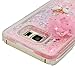 Note 5 Case, Galaxy Note 5 Case - Mavis's Diary 3D Bling Handmade Fancy Pink Love Heart Flowing Liquid with Lovely Flower White Butterfly Shiny Diamond Clear Hard Cover for Samsung Galaxy Note 5 N9200