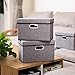 PRANDOM Foldable Storage Boxes with Lids [3-Pack] Linen Fabric Collapsible Storage Bins Organizer Containers Baskets Cube with Cover for Home Bedroom Closet Office Nursery (14.9x9.8x9.8)