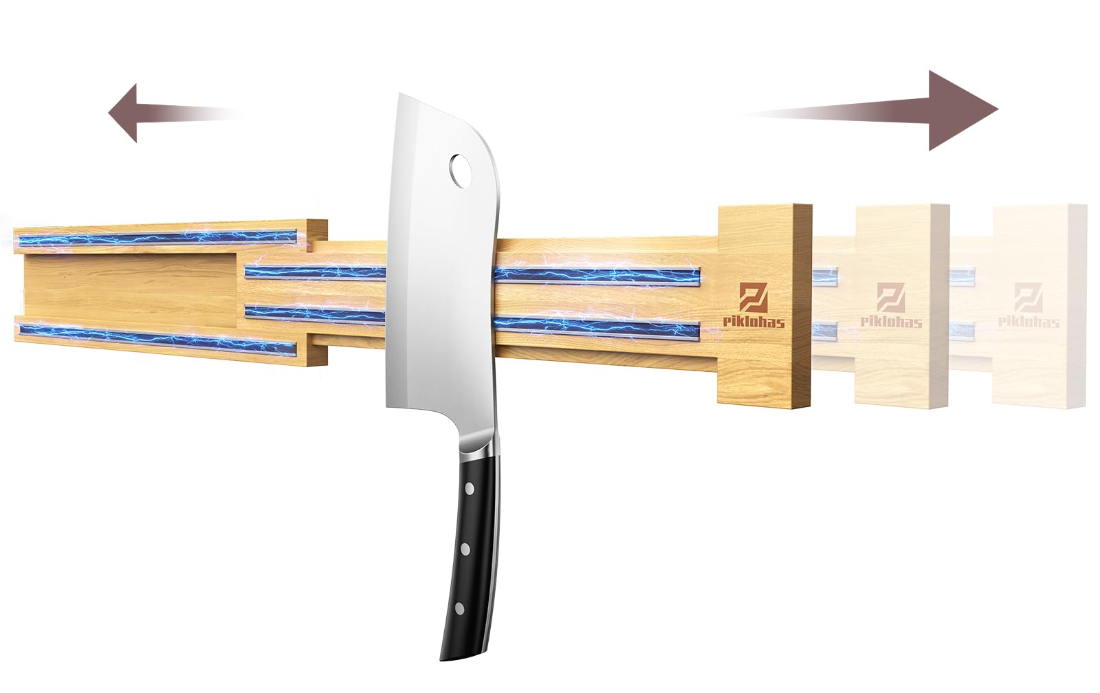 Photo 1 of Extendable 32Inch Magnetic Knife Holder for Wall with Screw & Adhesive Mounting, Wood Magnetic Knife Strip from 16 to 32 Inch for Knife Bar, Knife Holder, Kitchen Utensil Organizer or Tool Room