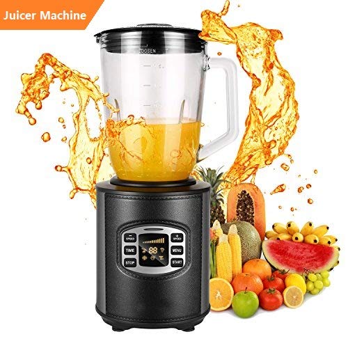 Click Here to See More Images Juicer Machine, Juice Extractor 80MM Wide Mouth Masticating Juicer for Fruit and Vegetables, Multi-functional 1.5L Electric Blender Glass Jar Brushed Stainless Steel 800W Home Kitchen (Black 2)