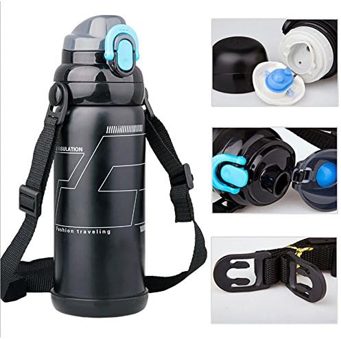 Ecocampor Stainless Steel Leak-Proof Double-walled Insulated Water Bottle,Large Capacity Thermos with Hiking Camping Car Travel (Black)