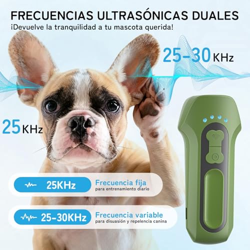 Ahuyentador de Perros Recargable Antiladridos para Perros Ultrasónicos | Dispositivo seguro y humano para corregir conductas. Ideal para entrenar en interiores y exteriores. Eficaz hasta 50 pies.