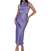 Memoriesea Women's Sexy Sleeveless Cowl Neck Flowy A Line Party Cocktail Midi Dress