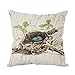 JuMei Bird's Nest Throw Pillow Case Vintage Cushion Cover Pillowcase Gift 18x18 Inch Hidden Zipper Pillow Cover