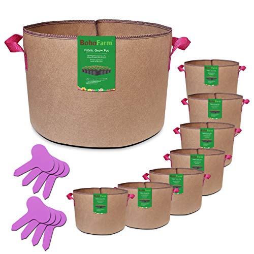 BoHoFarm 7 Gallon 8 Pack Tan Grow Bags
