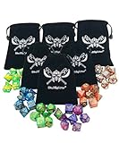 Skull Splitter Dice - Six Set of 7 Swirl Dice D4, D6,D8, D10, D20, Percentile w Small Bags