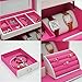 4Queens Girls Jewelry Box White Leather with Makeup Mirror Watch Display Organizer Storage Case Lockable