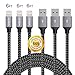 JAHMAI iPhone Charger 3Pack 6Feet 8pin Nylon Braided Lightning to USB cable High Speed Charging Cord Cell Phones Connector for iPhone 7/ 7 Plus/ 6S / 6s Plus/ 6 / 5s / iPad Power Cables(Gray)