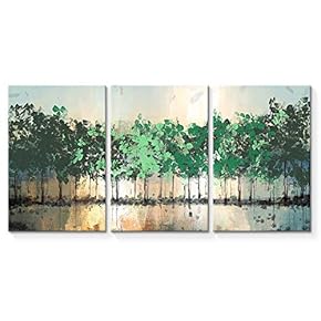 Wall26-3 Plane Canvas Wall Art-Abstract Oil Painting Tree Forest-Giclee Painting Wall Bedroom Living House Decoration Home Art (16" x 24" x 3 Panels, H05)