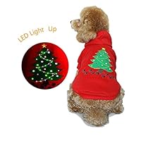 royalwise LED Christmas Dog Sweatshirt Lighted Holiday Puppy Hoodie Pet Shirt Cat Winter Warm Clothes (XL, Red)